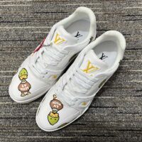 Louis Vuitton Unisex LV Trainer Sneaker White Printed Calf Leather Rubber Monogram Flowers (5)