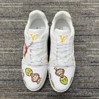 Louis Vuitton Unisex LV Trainer Sneaker White Printed Calf Leather Rubber Monogram Flowers (5)