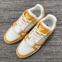 Louis Vuitton Unisex LV Trainer Sneaker Yellow Monogram Denim Monogram Embossed Grained Calf (3)