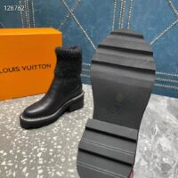 Louis Vuitton Women Shoes LV Beaubourg Ankle Boot Black Calf Leather Wool (4)