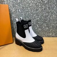 Louis Vuitton Women Shoes LV Beaubourg Ankle Boot Ecru White Calf Leather Neoprene (6)