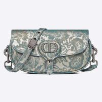 Dior Women Bobby East-West Bag Metallic Blue Dior Brocart Printed Calfskin (1)