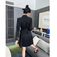 Givenchy Women Check Panel Cotton Gabardine Trench Coat-Black (3)