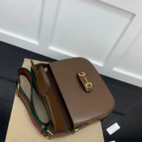 Gucci GG Unisex Horsebit 1955 Shoulder Bag Brown Leather Green Red Web (4)