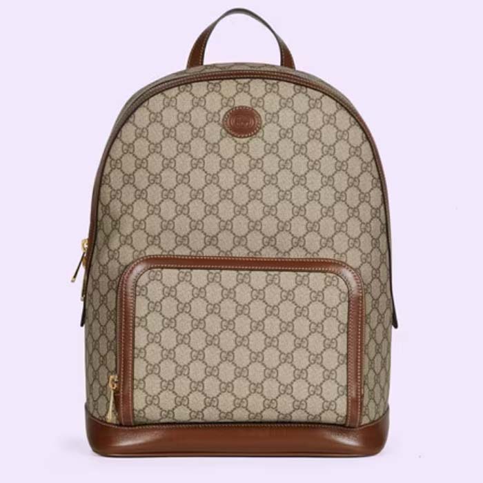 Gucci Unisex Backpack Interlocking G Beige Ebony GG Supreme Canvas