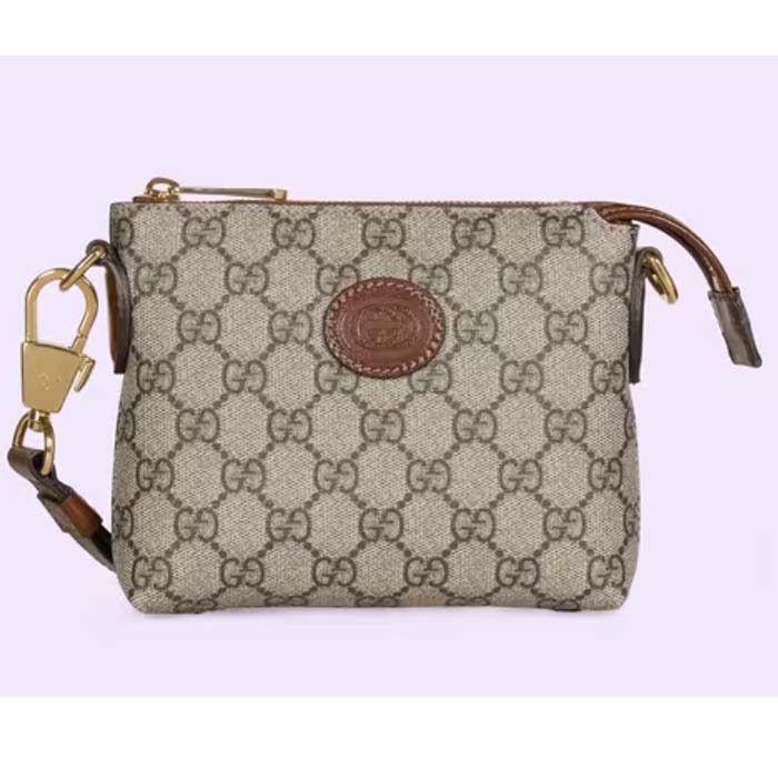 Gucci Unisex Messenger Bag Interlocking G Beige GG Supreme Canvas