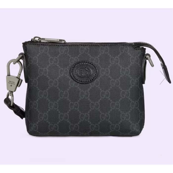 Gucci Unisex Messenger Bag Interlocking G Black GG Supreme Canvas