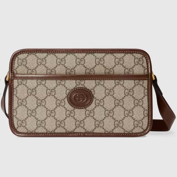 Gucci Unisex Ophidia Small Messenger Bag Beige Ebony GG Supreme Canvas