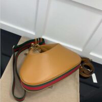 Gucci Women Attache Large Shoulder Bag Dark Orange Leather Green Red Web (9)