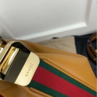 Gucci Women Attache Large Shoulder Bag Dark Orange Leather Green Red Web (9)