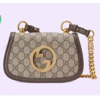 Gucci Women GG Blondie Mini Shoulder Bag Beige Ebony GG Supreme Canvas (1)