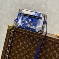 Louis Vuitton LV Unisex Mini Soft Trunk Bag Blue Monogram Bandana Leather (1)