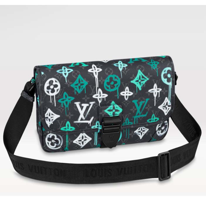 Louis Vuitton LV Women Archy Messenger MM Bag Graffiti Green Monogram Coated Canvas