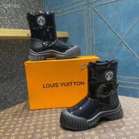 Louis Vuitton Unisex LV Ruby Flat Half Boot Black Vinyl Elastic Stopper Rubber (1)