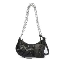 Balenciaga Women BB Le Cagole XS Shoulder Bag Black Arena Lambskin (5)