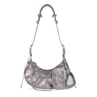 Balenciaga Women BB Le Cagole XS Shoulder Bag Silver Metallized Arena Lambskin (6)