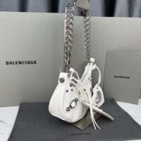 Balenciaga Women BB Le Cagole XS Shoulder Bag White Arena Lambskin (7)