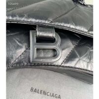 Balenciaga Women Crush Small Chain Bag Quilted Black Crushed Calfskin Black Matte Hardware (9)