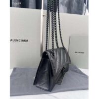 Balenciaga Women Crush Small Chain Bag Quilted Black Crushed Calfskin Black Matte Hardware (9)