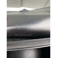 Balenciaga Women Crush Small Chain Bag Quilted Black Crushed Calfskin Black Matte Hardware (9)