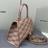 Balenciaga Women Hourglass Small Handbag Beige Brown BB Monogram Coated Canvas (5)