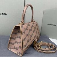 Balenciaga Women Hourglass Small Handbag Beige Brown BB Monogram Coated Canvas (5)