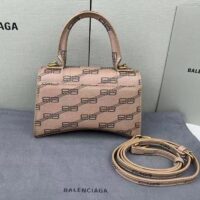 Balenciaga Women Hourglass XS Handbag Beige Brown BB Monogram Coated Canvas (5)