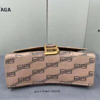 Balenciaga Women Hourglass XS Handbag Beige Brown BB Monogram Coated Canvas (5)