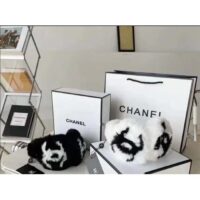 Chanel CC Women Earmuffs Ear Protectors White Black Wool Winter Sports-White (3)
