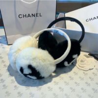 Chanel CC Women Earmuffs Winter Sports Ear Protectors White Black Wool (6)