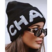 Chanel Unisex CC Ahead Beanie One Size Black Cashmere0