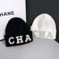 Chanel Unisex CC Ahead Beanie One Size Black Cashmere