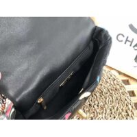 Chanel Women CC 19 Flap Bag Goatskin Gold Silver-Tone Metal Multicolor Black (6)