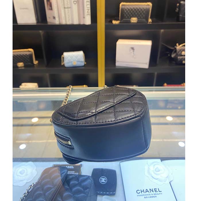 Chanel Women CC Heart Shape Bag Black Calfskin Leather Gold-Tone Metal (3)
