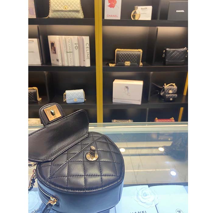 Chanel Women CC Heart Shape Bag Black Calfskin Leather Gold-Tone Metal (4)