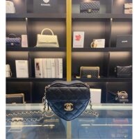 Chanel Women CC Heart Shape Bag Black Calfskin Leather Gold-Tone Metal (5)