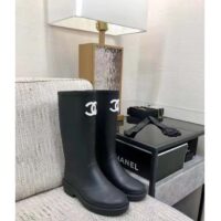 Chanel Women CC High Boots Caoutchouc Leather Black (2)