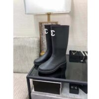 Chanel Women CC High Boots Caoutchouc Leather Black (2)