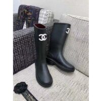 Chanel Women CC High Boots Caoutchouc Leather Black (2)