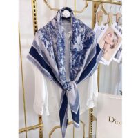 Dior CD Women Toile De Jouy Sauvage Square 90 Scarf Ivory Navy Blue Silk Twill (1)