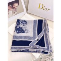 Dior CD Women Toile De Jouy Sauvage Square 90 Scarf Ivory Navy Blue Silk Twill (1)