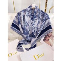 Dior CD Women Toile De Jouy Sauvage Square 90 Scarf Ivory Navy Blue Silk Twill (1)