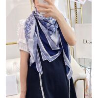 Dior CD Women Toile De Jouy Sauvage Square 90 Scarf Ivory Navy Blue Silk Twill (1)