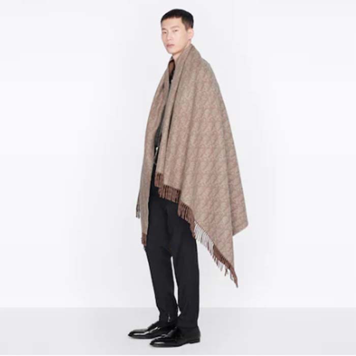 Dior Unisex CD Dior Oblique Double-Sided Blanket Jacquard Side Beige Cashmere Wool (1)