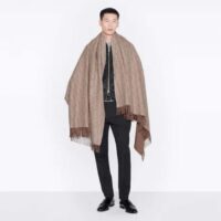 Dior Unisex CD Dior Oblique Double-Sided Blanket Jacquard Side Beige Cashmere Wool (2)