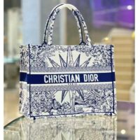 Dior Unisex CD Medium Book Tote White Blue Rêve D’Infini Embroidery (3)