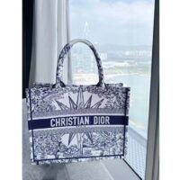 Dior Unisex CD Medium Book Tote White Blue Rêve D’Infini Embroidery (3)