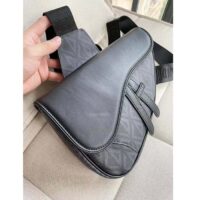 Dior Unisex CD Saddle Bag Black CD Diamond Canvas Smooth Calfskin (10)