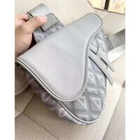 Dior Unisex CD Saddle Bag Dior Gray CD Diamond Canvas Smooth Calfskin (8)