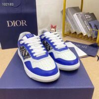 Dior Unisex Shoes CD B27 Low-Top Sneaker Blue Gray White Smooth Calfskin Oblique Jacquard (11)